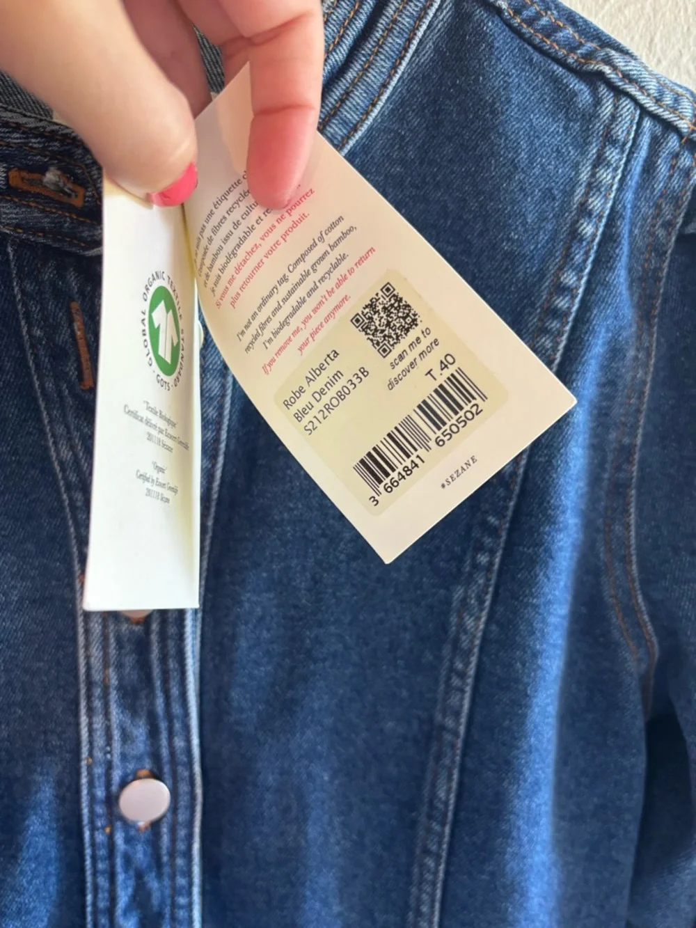Sézane Blue Denim Shirt Dress NWT size 40 - Picture 6 of 7